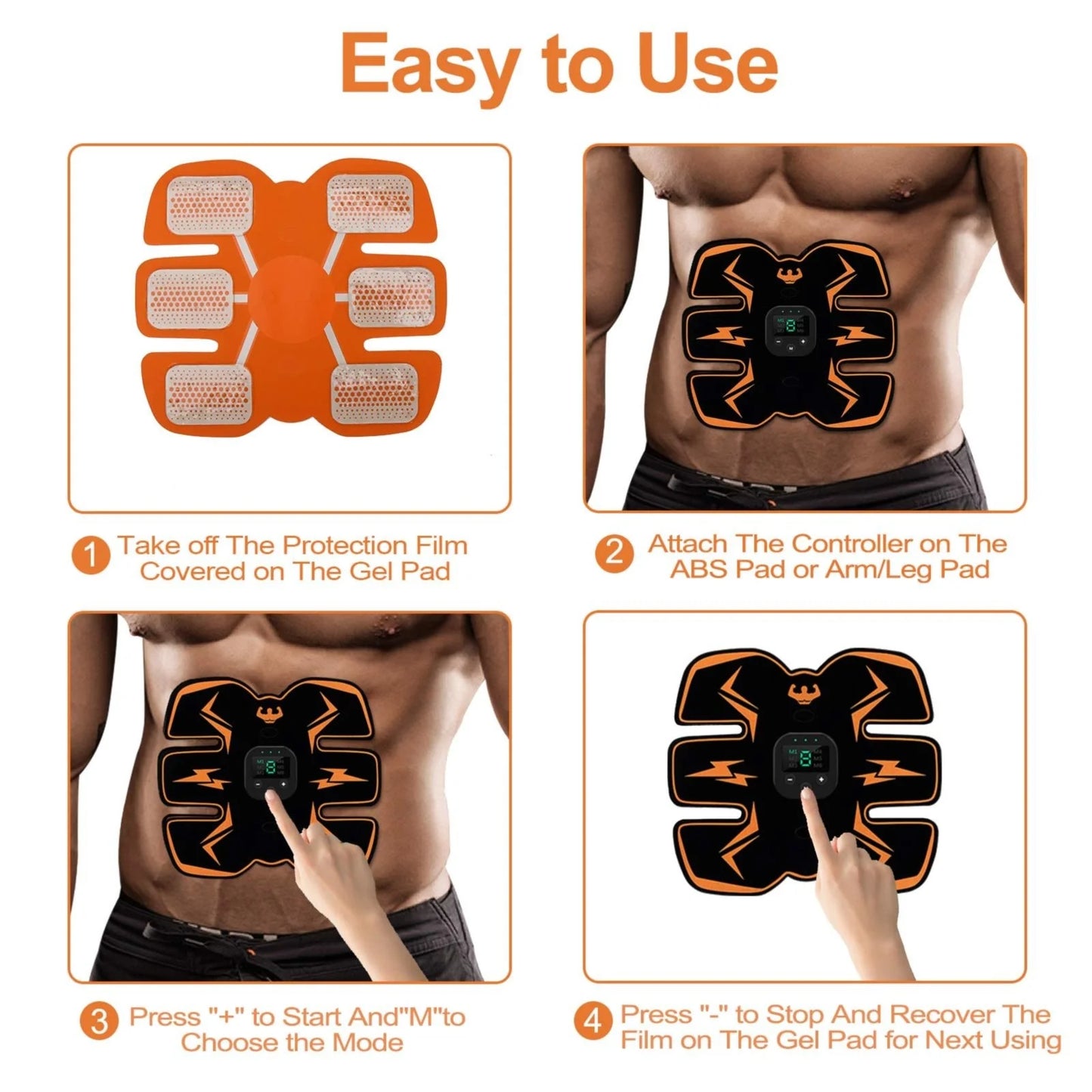 ABS Stimulator Workout Equipment, Ab Machine USB Rechargeable Gear for Abdomen/Arm/Leg, Strength Training Equipment for Men and Women